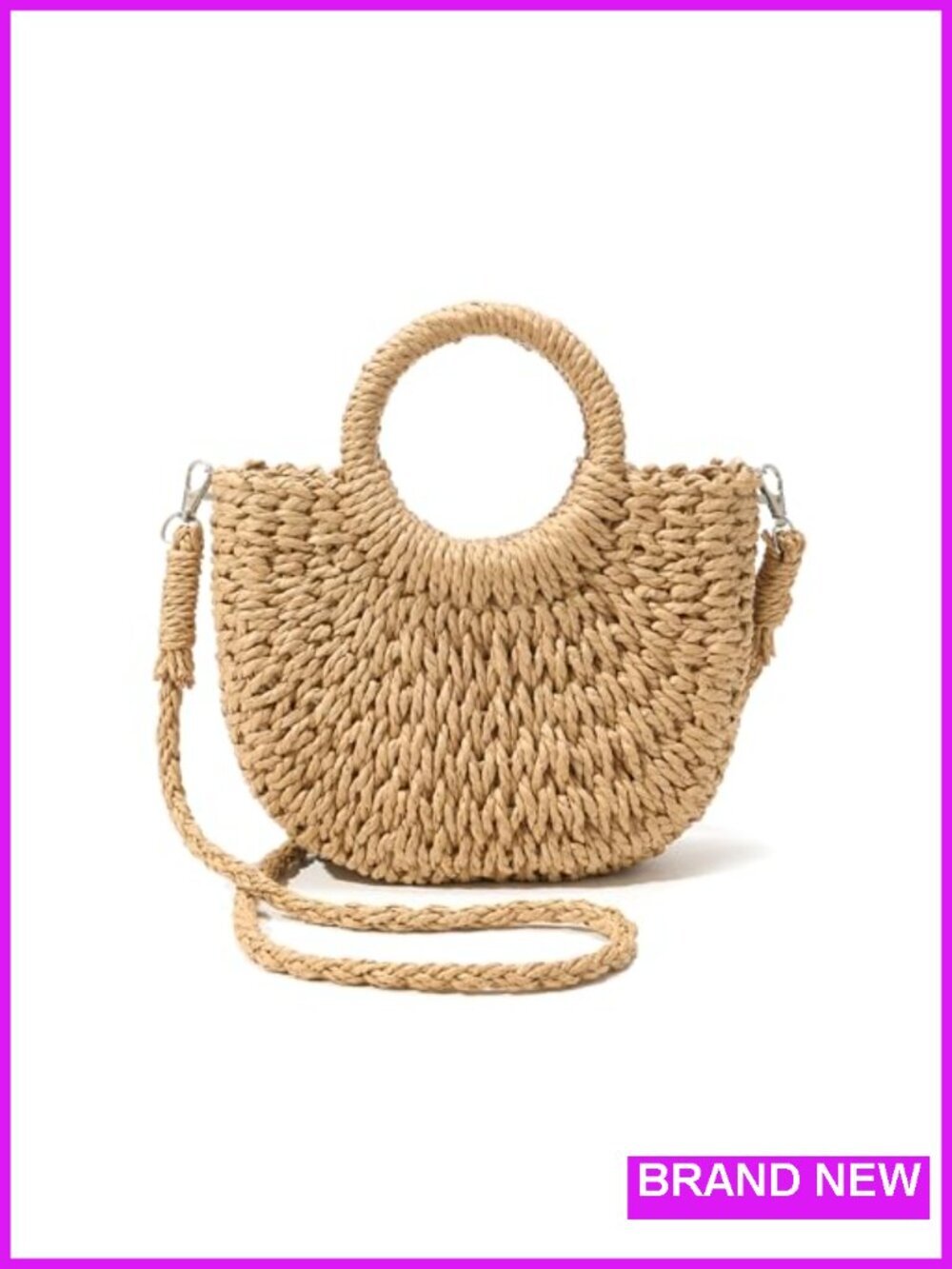 Straw Woven Crossbody Tote Bag Handmade Beach Summer Travel